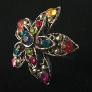 Flower Colorful Statement Cocktail Ring Adjustable Fashion Ring Jewelry